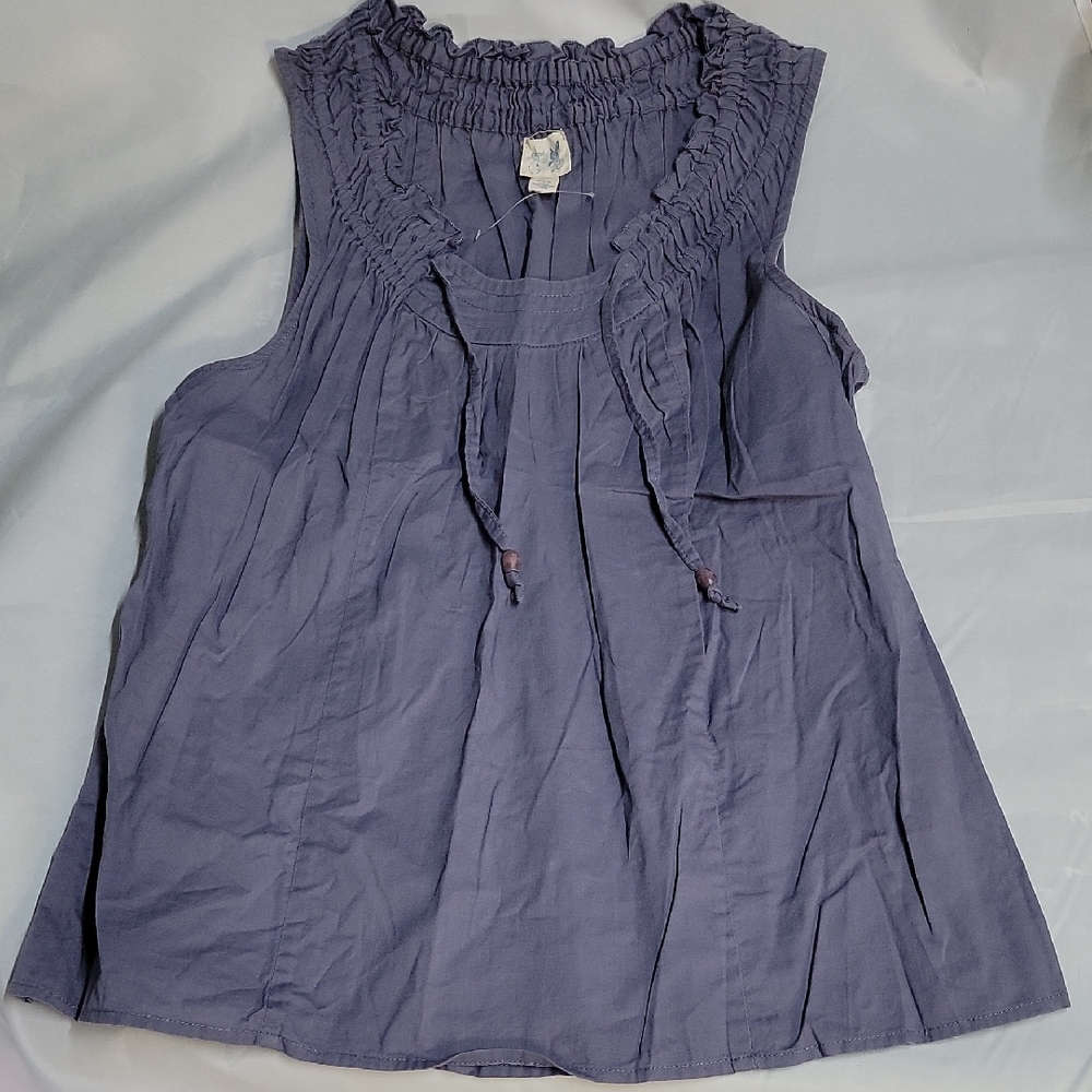 Chic Sleeveless Cotton Blouse in Gray Purple Hue Size 0